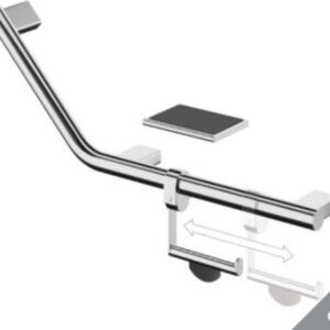 Angled Grab Rail with Toilet Roll Holder & Shelf (Left)